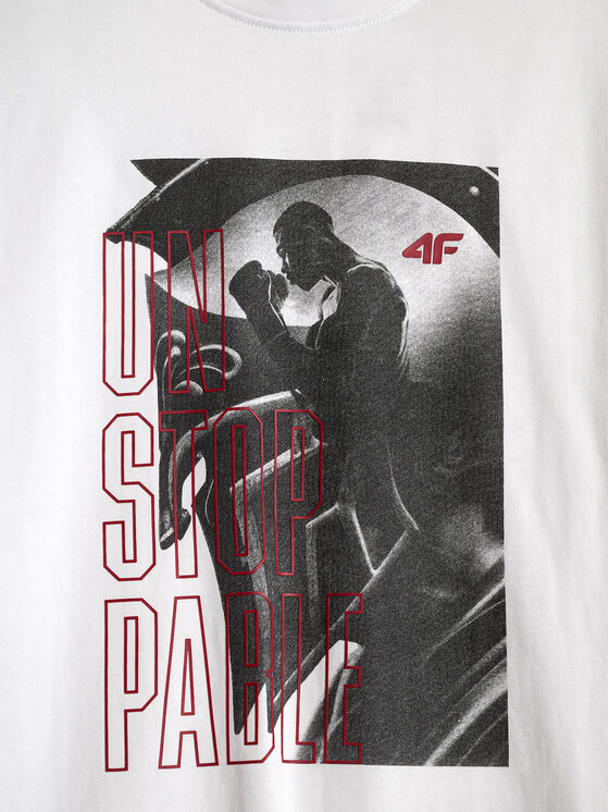 4F 4F T-Shirt STUDIO 4F Biały Regular Fit