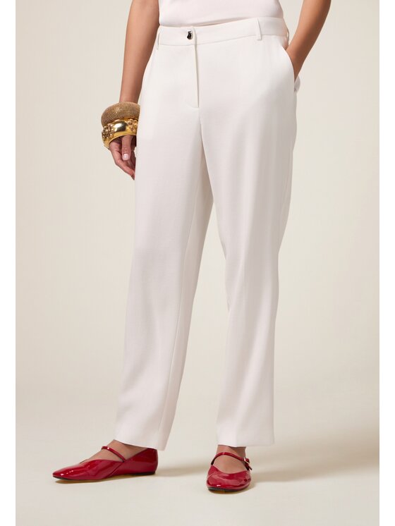 Oltre Oltre Pantaloni di tessuto P027R308632N011 Bianco Regular Fit