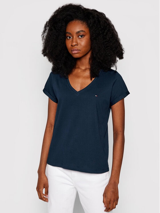 Tommy Hilfiger Tommy Hilfiger Tričko Low V UW0UW00676 Tmavomodrá Regular Fit