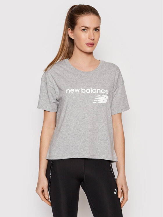 New Balance T-krekls Stacked WT03805 Pelēks Relaxed Fit