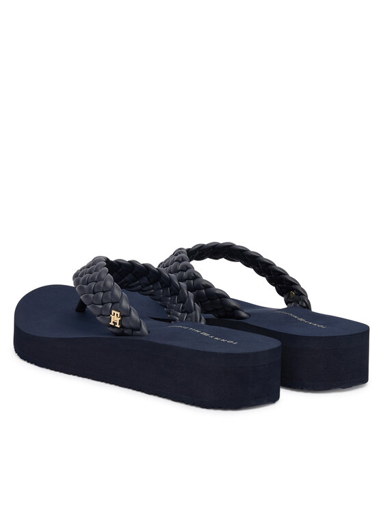 Tommy Hilfiger Tommy Hilfiger Žabky Th Wedge Cornrow Beach Sandal FW0FW09037 Tmavomodrá