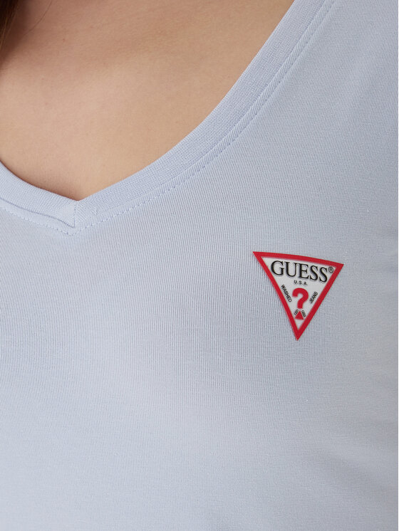 Guess Guess T-krekls W2YI45 J1314 Gaiši zils Slim Fit