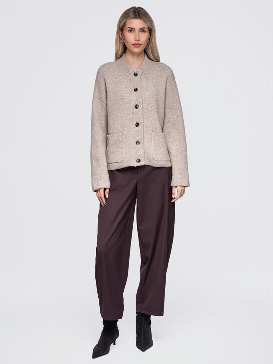 Ombre Ombre Sweter OW-SW-E0020 Beżowy Relaxed Fit