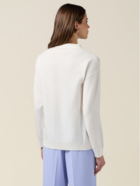 Oltre Oltre Sweter M522J005294N011 Biały Regular Fit