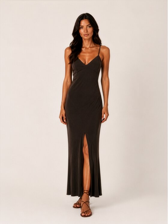 Hottie Hot Hottie Hot Sukienka letnia MARGARET cupro Brązowy Slim Fit