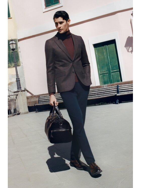 Lancerto Lancerto Marynarka Largo MA073224000003 Brązowy Slim Fit