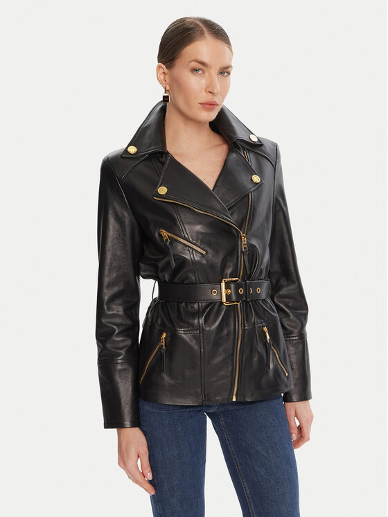 Elisabetta Franchi Elisabetta Franchi Kožená bunda GD-50Z-56E2-V1350 Černá Regular Fit