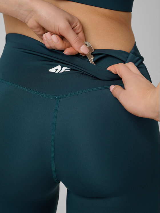 4F 4F Legginsy BASIC+ Turkusowy Slim Fit