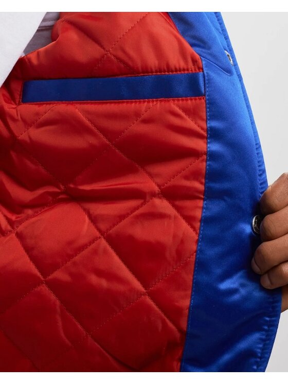 Mitchell & Ness Mitchell & Ness Bundy bomber HEAVYWEIGHT SATIN JACKET NEW YORK GIANTS Modrá Regular Fit