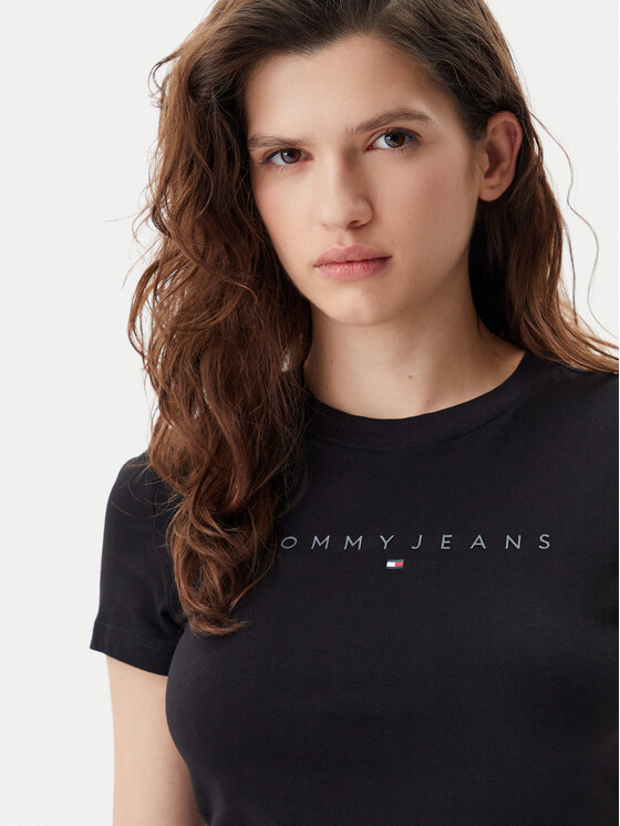 Tommy Jeans Tommy Jeans T-krekls Tonal Linear DW0DW20315 Melns Slim Fit