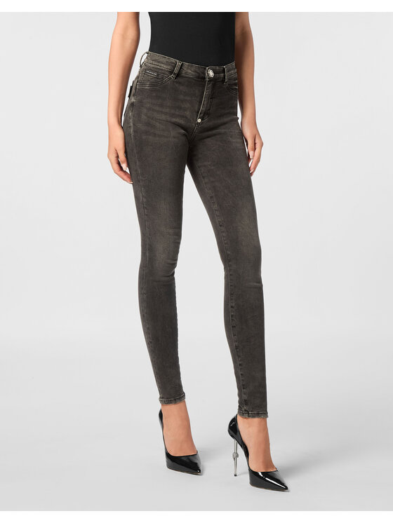 PHILIPP PLEIN PHILIPP PLEIN Jegginsy 24297 Szary Jegging Fit