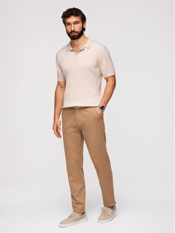 Ombre Ombre Chinosy OM-PACP-0294 Brązowy Slim Fit