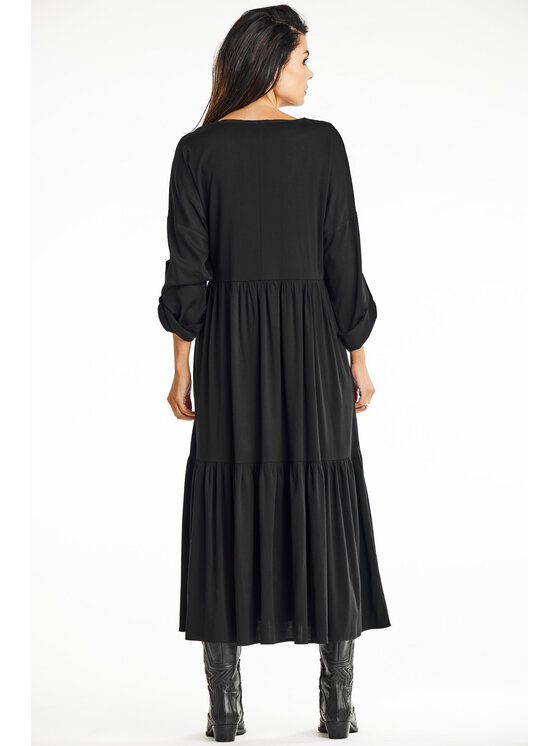 Awama Awama Letné šaty A669 Čierna Basic Fit