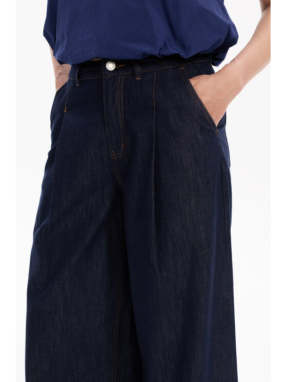 Deni Cler Milano Deni Cler Milano Spodnie materiałowe T-DC-5277-F5-10-59-1 Granatowy Oversize