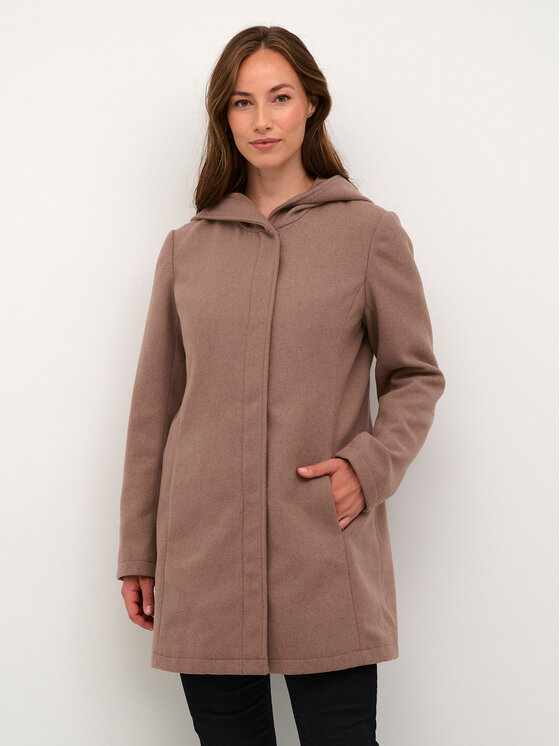 Cream Cappotto di lana Crysta 10611658 Marrone Straight Fit, taglia : 42