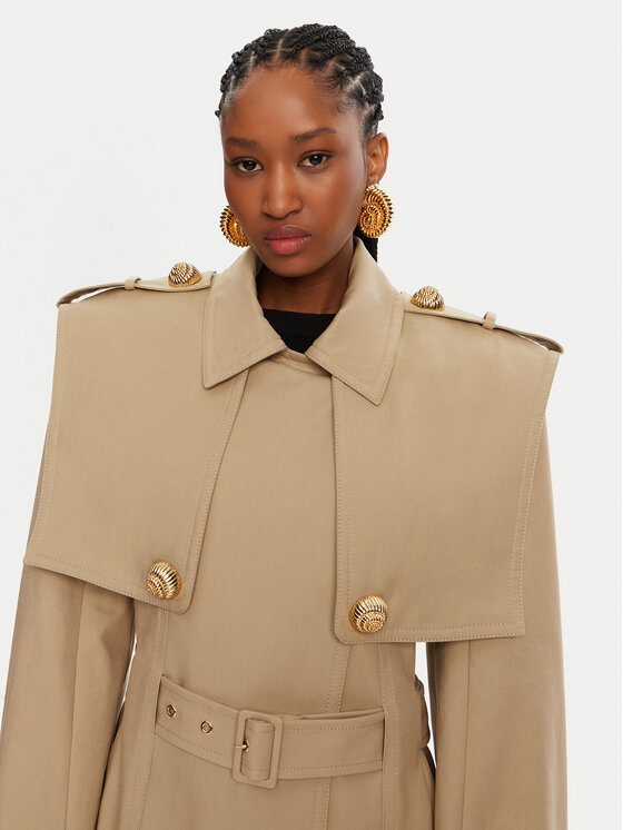 Balmain Balmain Trencz DF0TL155CF48 Beżowy Regular Fit