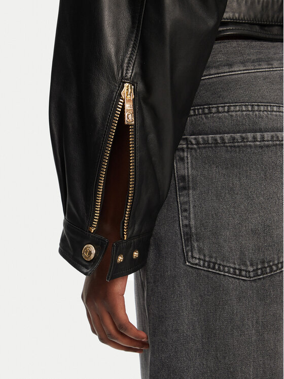 Just Cavalli Just Cavalli Kožená bunda 78PAVP05 CP009 Černá Regular Fit