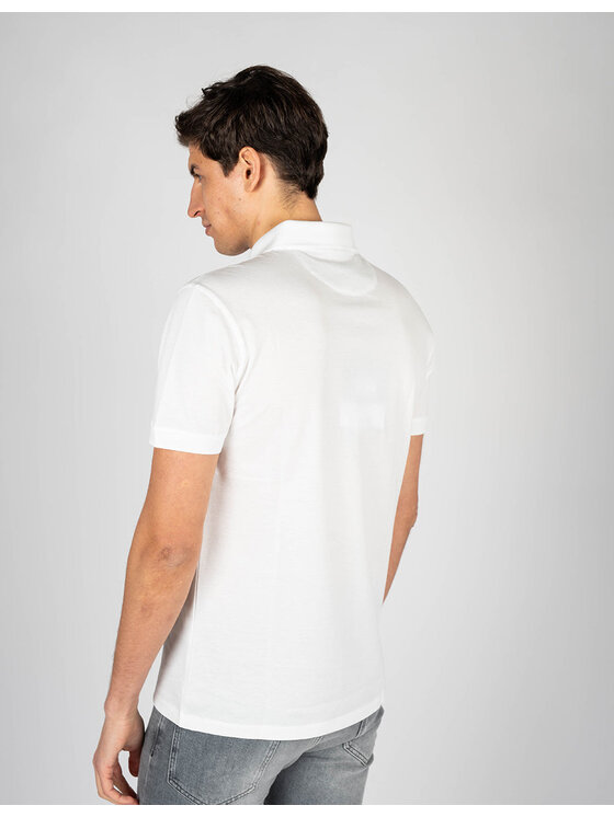 Les Hommes Les Hommes Polokošile LKT500 731U | Slim Fit Pique Polo with Metal Logo Bílá Slim Fit