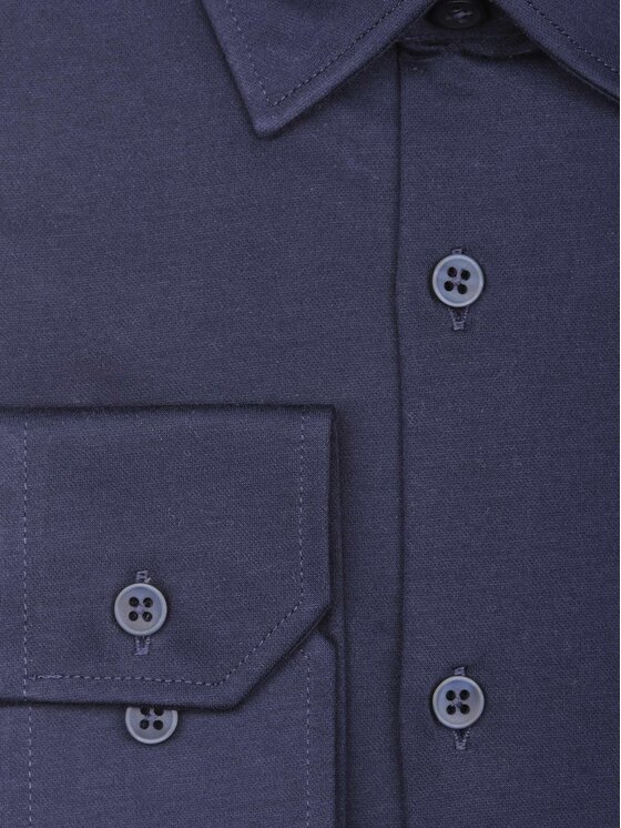 Evenemen Evenemen Koszula dzianinowa STICKAT Granatowy Slim Fit
