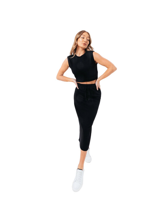 Spódnica, rozmiar 36, Czarny, Justhype Sweat Midi Skirt Loungewear Set