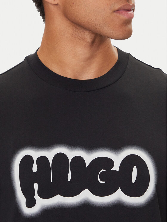 HUGO HUGO Marškinėliai Nulibax 50549155 Juoda Regular Fit