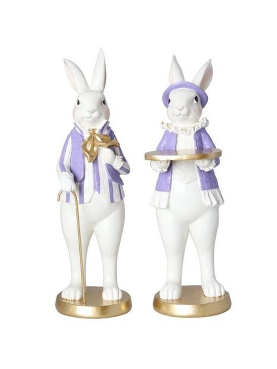 MIAhome MIAhome Figurka para króliczków z tacą 30,5x10,5x15 cm Biały