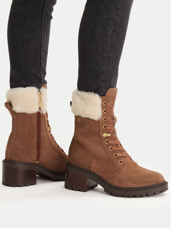 Tommy Hilfiger Tommy Hilfiger Kotníková obuv Th Shearling Lace Up Boot FW0FW08999 Hnědá