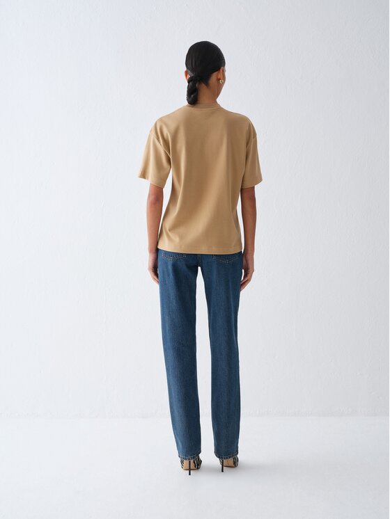La Mania La Mania T-Shirt COLDI Beżowy Basic Fit