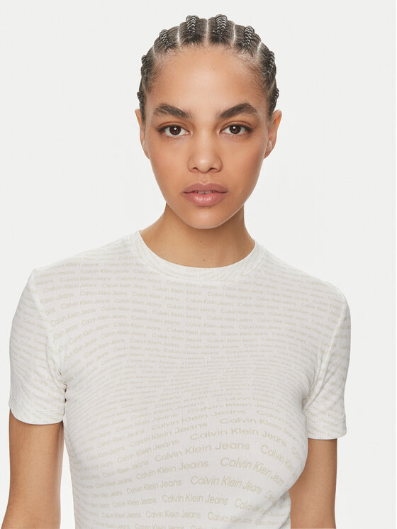 Calvin Klein Jeans Calvin Klein Jeans Haljina za svaki dan J20J223205 Bijela Slim Fit