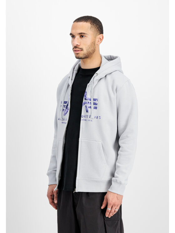 Alpha Industries Alpha Industries Bluza Basic Puff Print Camo Zip Hoodie Szary Regular Fit
