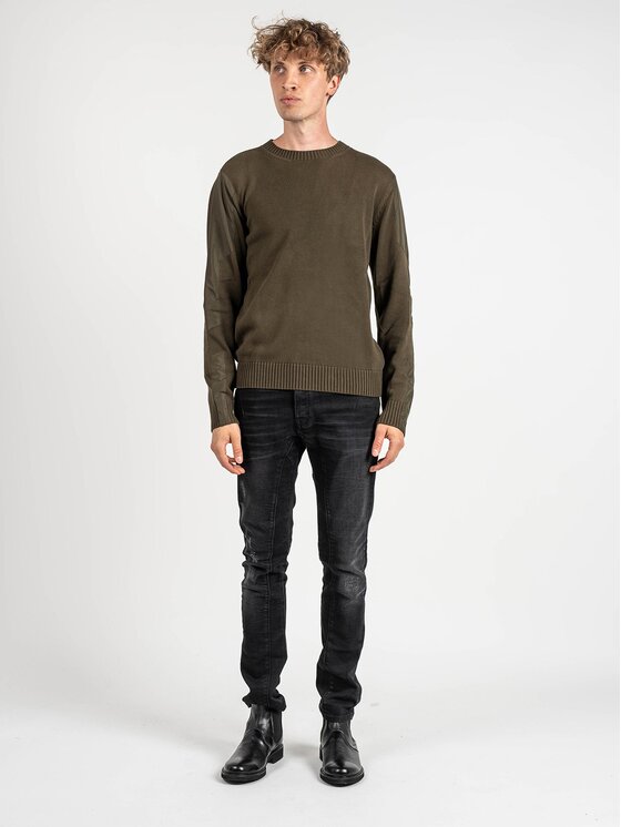 Les Hommes Les Hommes Sweter LKK112-603A | Jumper with Nylon Khaki Regular Fit