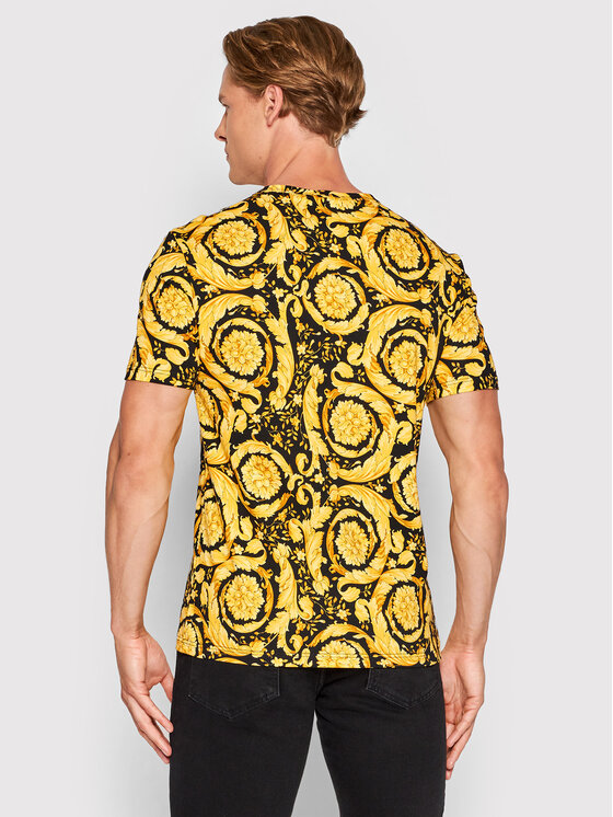 Versace Versace Majica Barocco Print 1000959 Rumena Regular Fit