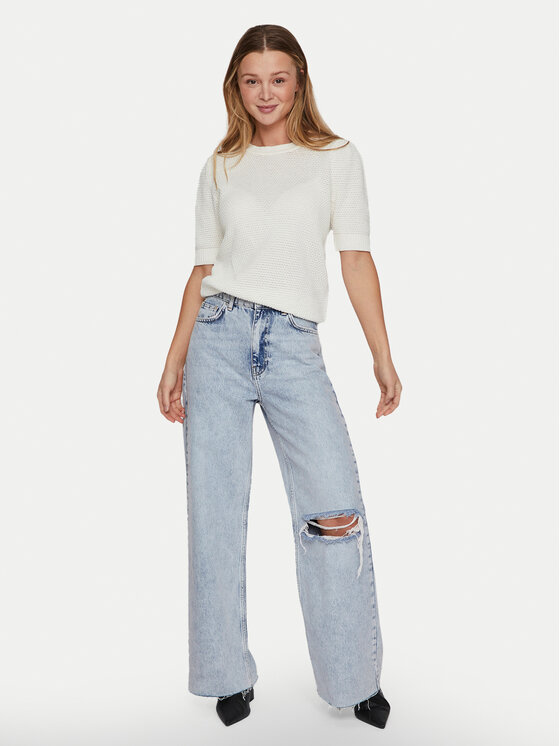 Vila Vila Pulover Dalo 14084421 Alb Regular Fit