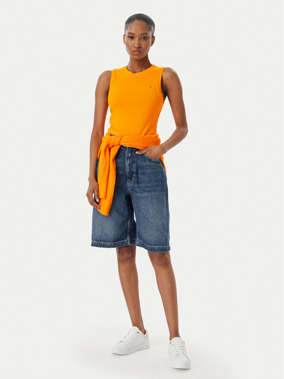 Tommy Hilfiger Tommy Hilfiger Top WW0WW47806 Oranž Slim Fit