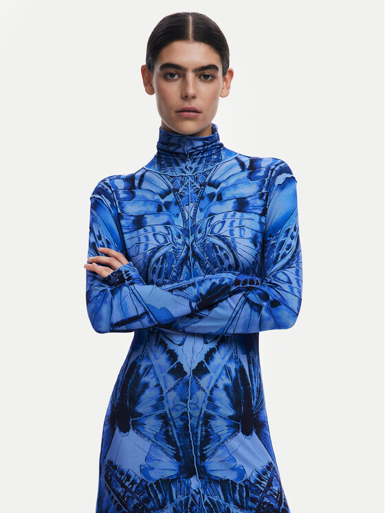 Desigual Desigual Každodenné šaty 24WWVK26 Modrá Slim Fit