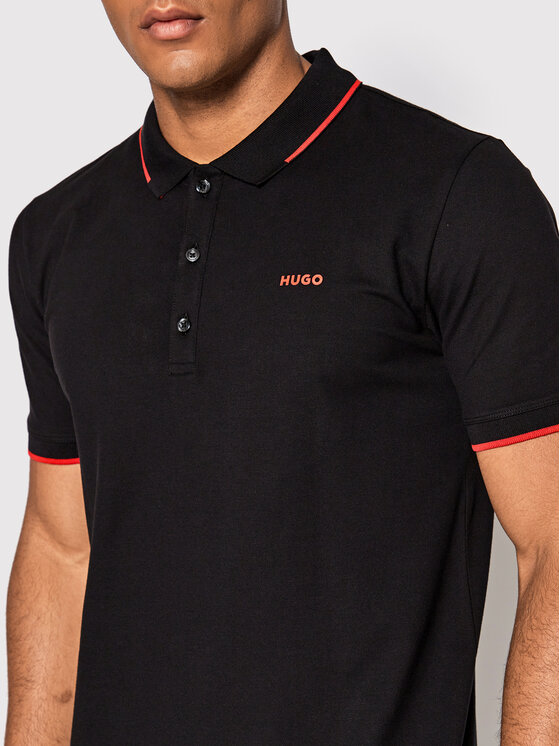 HUGO Hugo Polo särk Dinoso222 50467344 Must Slim Fit