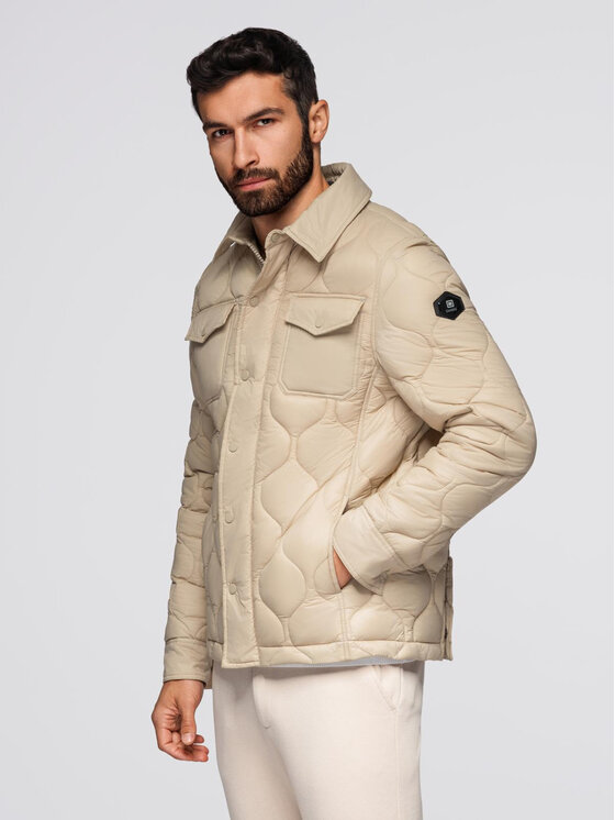 Ombre Ombre Kurtka zimowa OM-JALP-0215 Beżowy Regular Fit