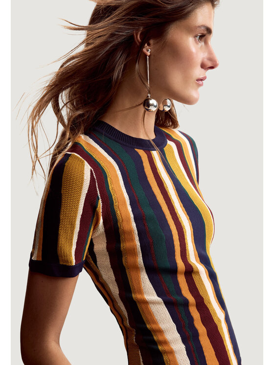 Desigual Desigual T-Shirt TS_STRIPES_LACROIX Żółty Casual Fit