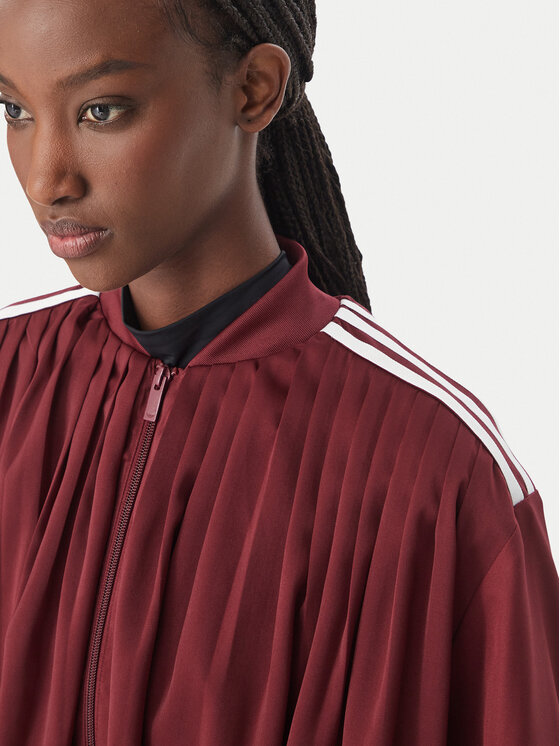 adidas adidas Bluza Satin Pleated Track Top LG4080 Bordowy Relaxed Fit