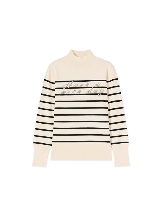 Oltre Oltre Sweter M394J005651N0S1 Biały Regular Fit