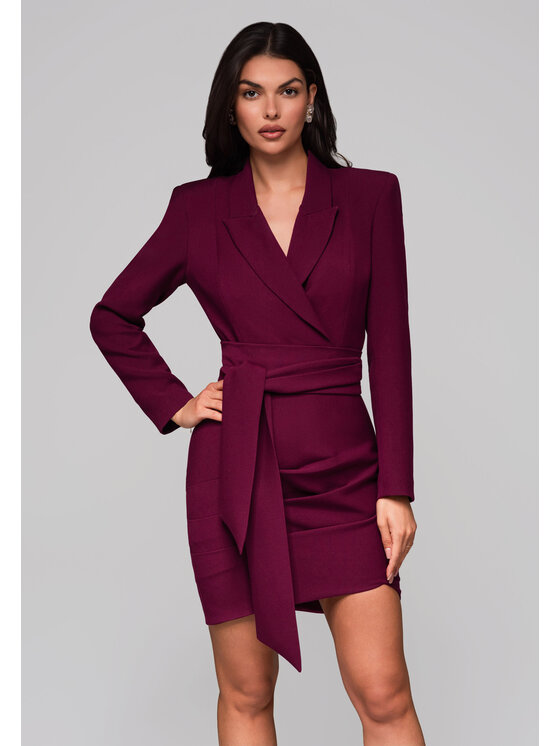 Ombre Ombre Sukienka wieczorowa LA-OM-DLR166 Bordowy Slim Fit