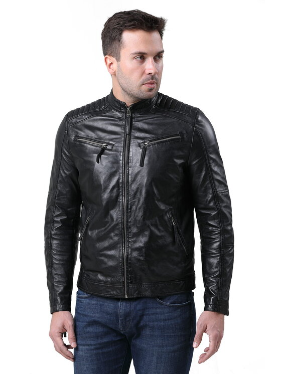 David Ryan David Ryan Kurtka skórzana ANTON Czarny Regular Fit
