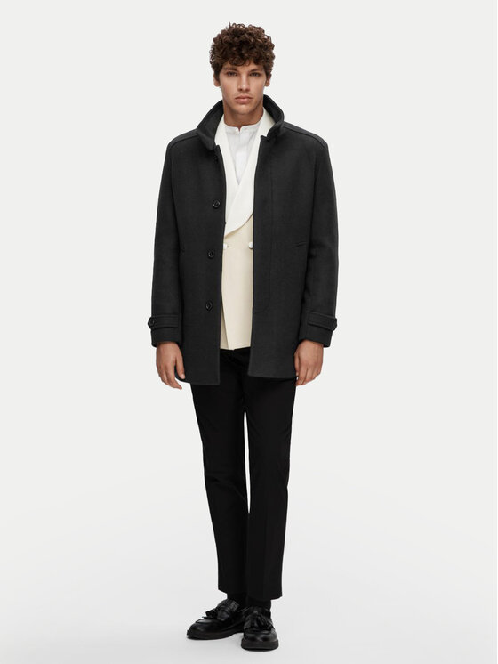 Selected Homme Selected Homme Vilnas mētelis 16094322 Melns Regular Fit