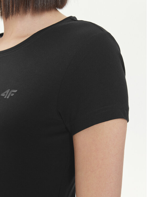 4F 4F Tričko 4FWSS24TTSHF1161 Čierna Slim Fit