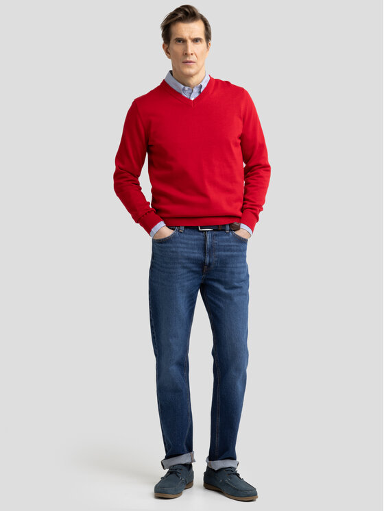 BIG STAR BIG STAR Sweter VASSIC Czerwony Basic Fit