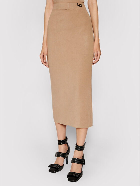 Gonna a matita F1WF29 Marrone Slim Fit