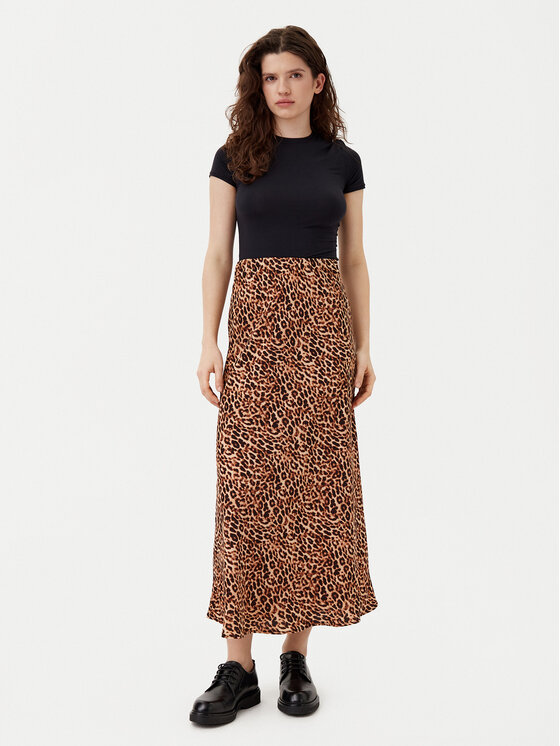 Pieces Pieces Fustă midi Franan 17116541 Maro Regular Fit