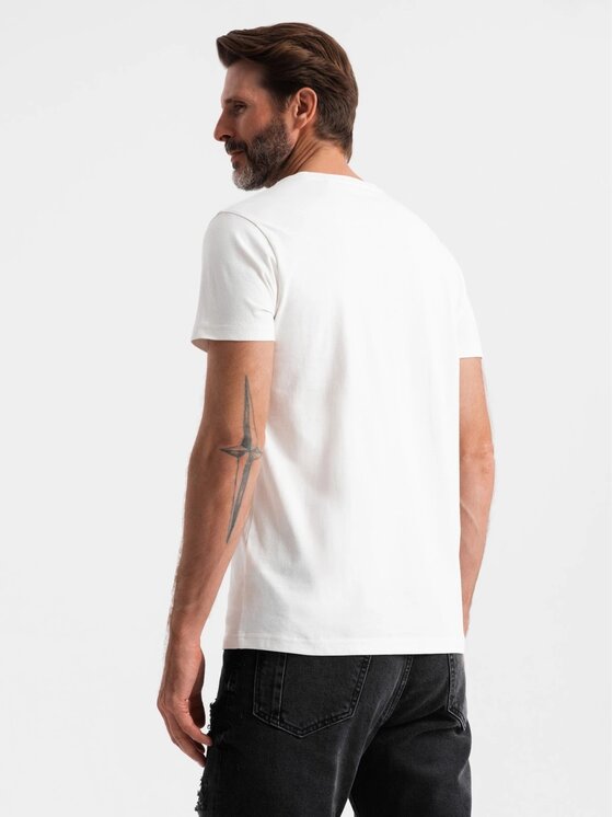 Ombre Ombre T-Shirt OM-TSPT-0211 Biały Regular Fit