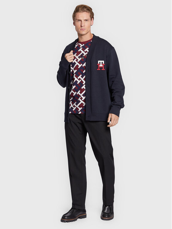 Tommy Hilfiger Tommy Hilfiger Kardigan Essential Monogram MW0MW28189 Granatowy Loose Fit