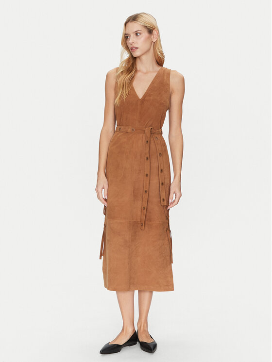 Munthe Munthe Lederkleid Filom 251132025116 Braun Regular Fit